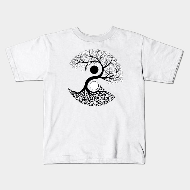 Yin Yang Tree of life Kids T-Shirt by Nartissima